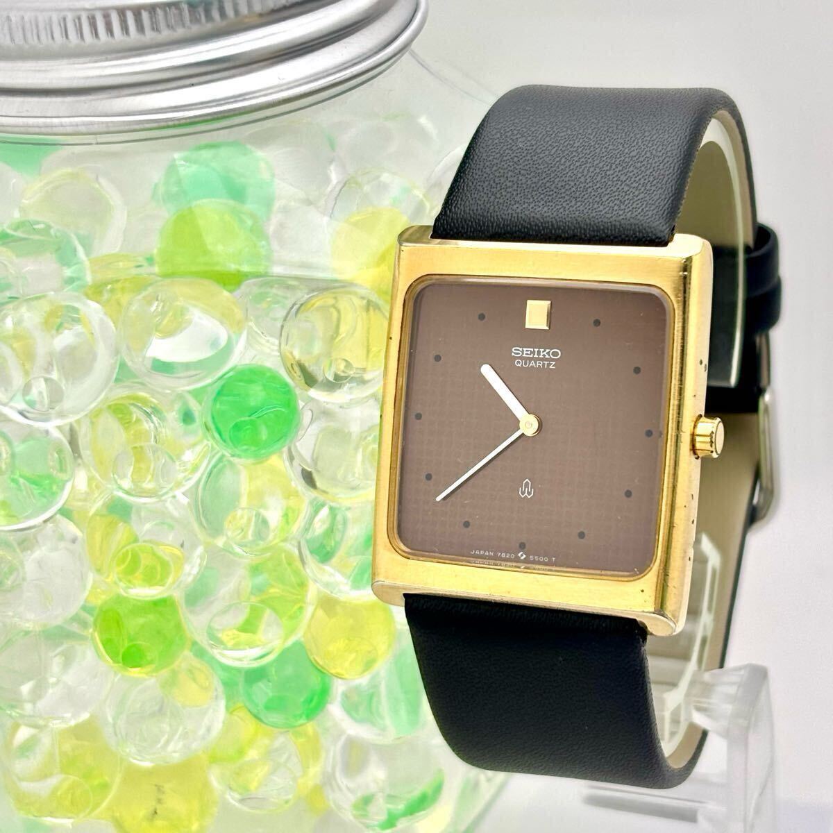 【希少/新品電池】 SEIKO セイコー メンズ 腕時計 ゴールド スクエア 7820-5340 860336 新品ベルト拍卖