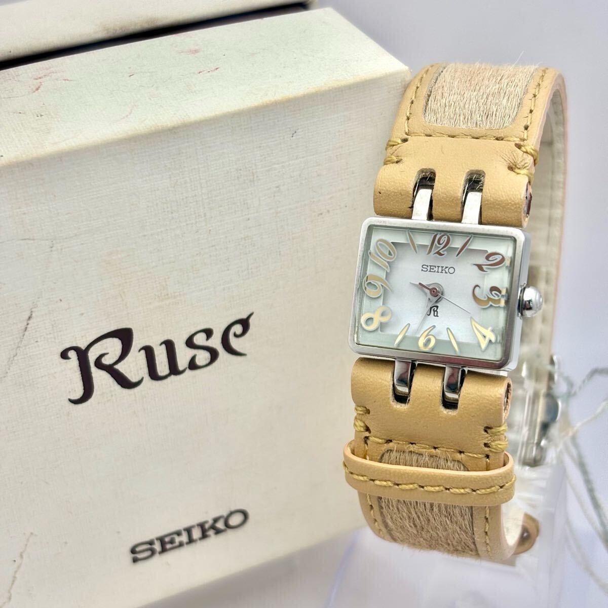 【希少/展示品/新品電池】SEIKO セイコー Ruse リュゼ レディース 腕時計 シルバー ハラコ 替えベルト付き拍卖