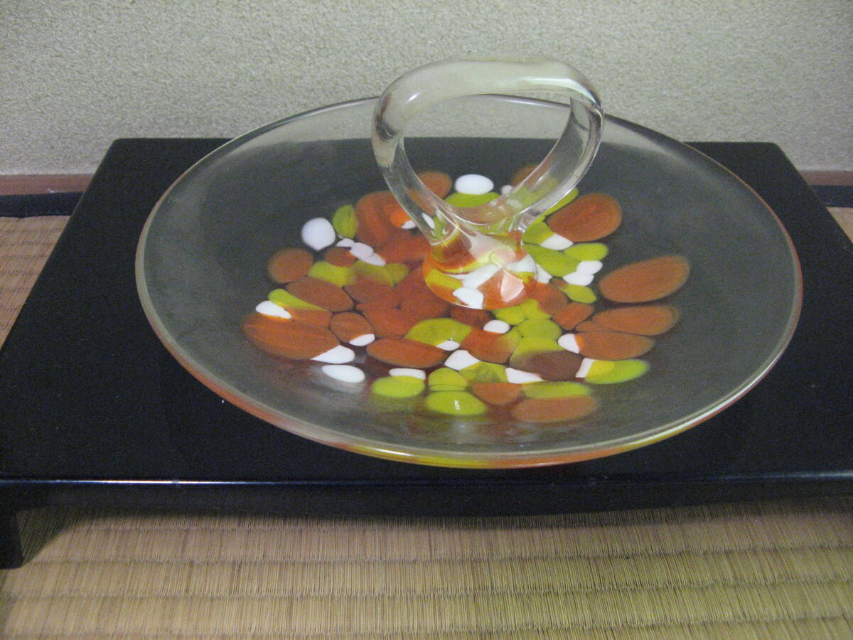 昭和レトロ 皿 持ち手 硝子 ガラス 同梱手渡し可 激レア 夏にいかが拍卖
