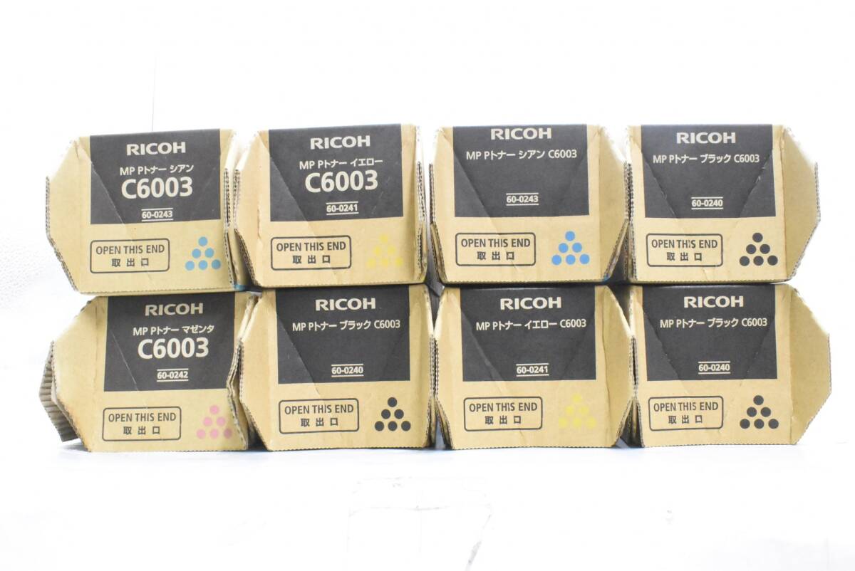 未使用 RICOH 純正 トナー C6003 4色8本(シアン・マゼンタ・イエロー・ブラック) 一部箱潰れあり リコー ITPI00C66P1S-N115-byebye拍卖