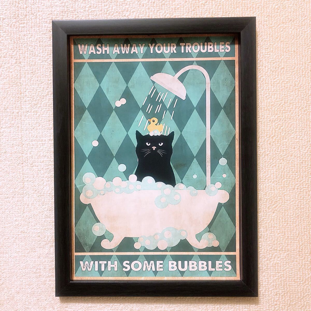 220:シャワー? 猫 パロディ アート A 4サイズ お風呂案内 シャワールーム拍卖