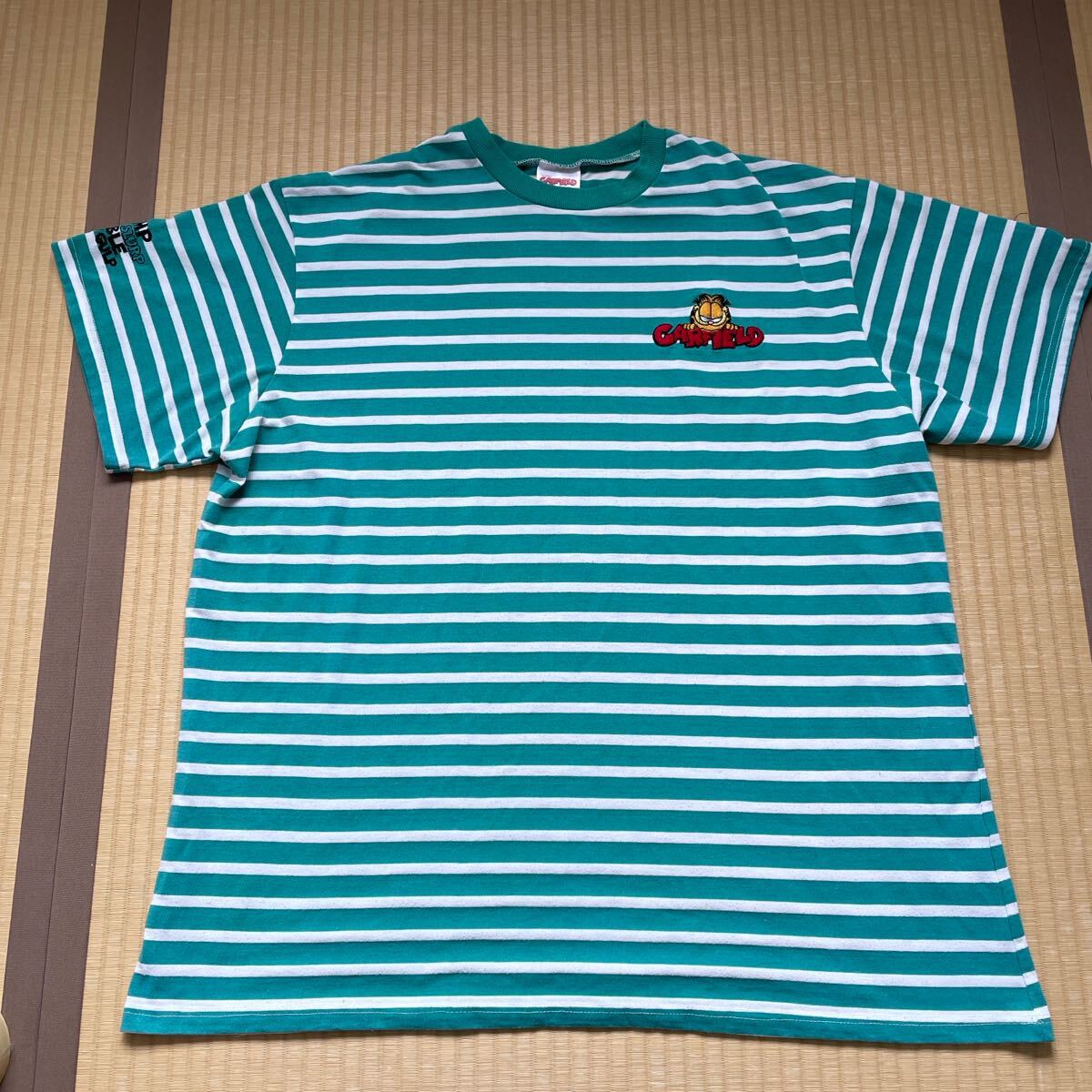 ネコのガーフィールド Tシャツ Garfield ボーダーTシャツ GARFIELD ムービーTシャツ garfield 刺繍Tシャツ拍卖