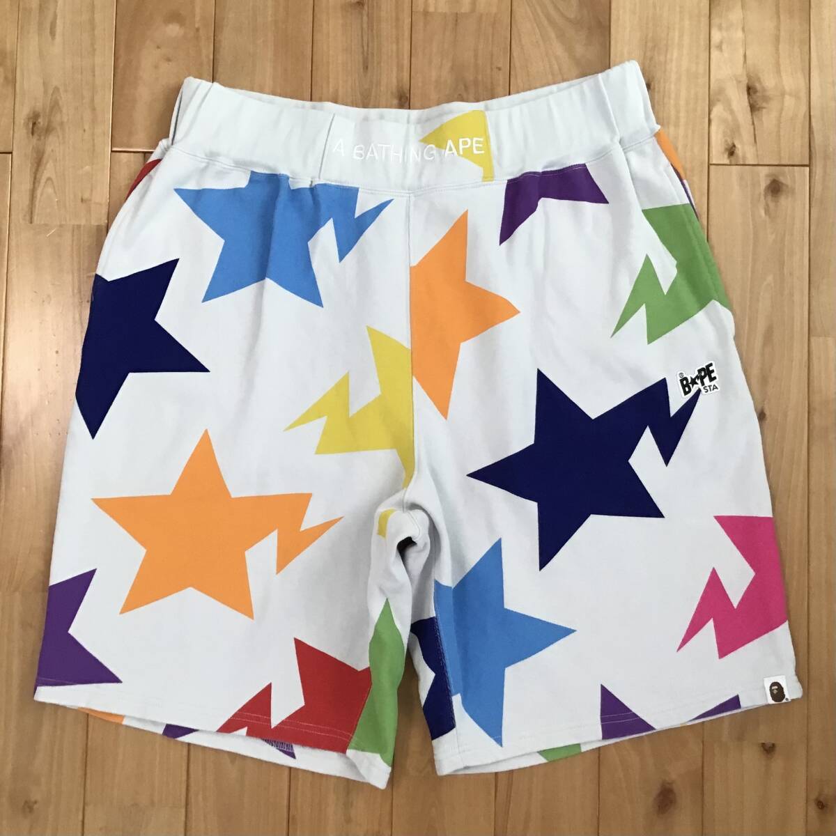 ★XL★ BAPE STA スウェット ハーフパンツ a bathing ape star multi color エイプ ベイプ アベイシングエイプ shorts i1275拍卖