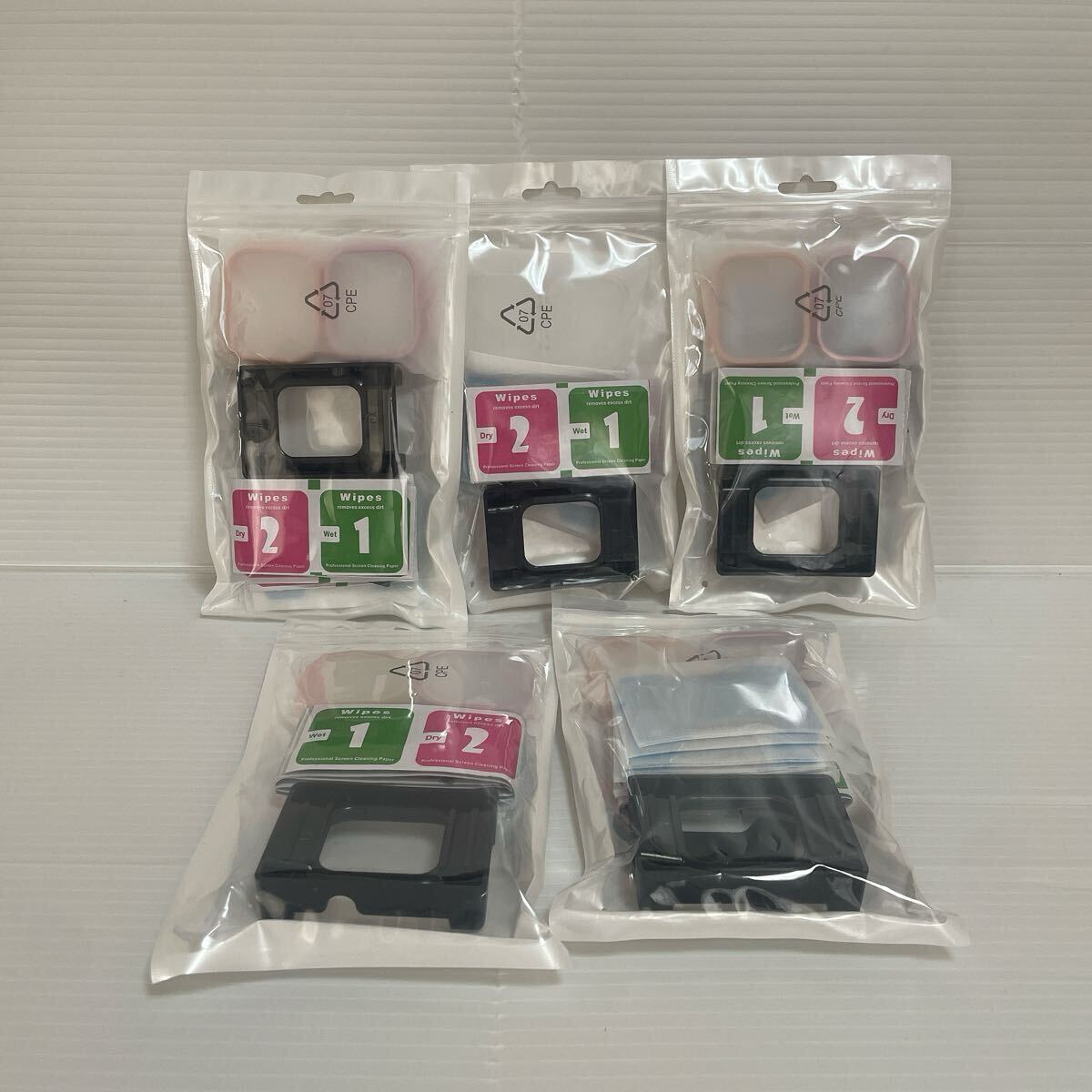 1円スタート 新品未使用品 Apple Watch 45mm 保護ケース&クリーニングキット ケース2枚/フィルム6枚 ピンク クリア C762拍卖