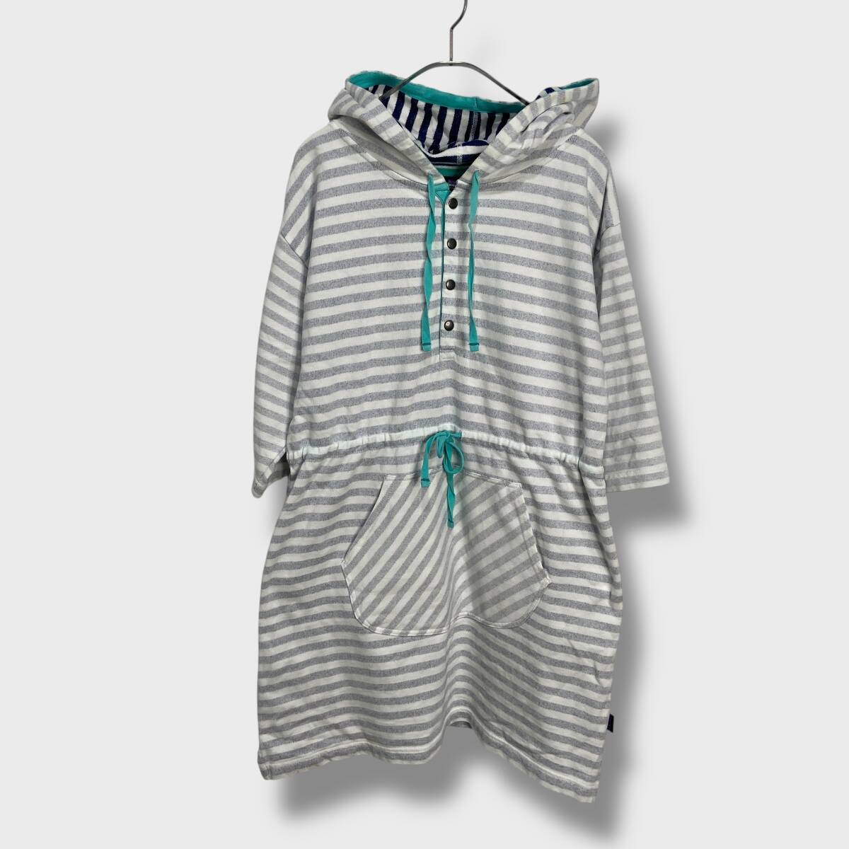 送料無料☆Patagonia☆サンドラッパー☆ボーダー柄ワンピース☆フード付きイージーポンチョワンピース☆XS☆ネイビーホワイト☆G25M拍卖
