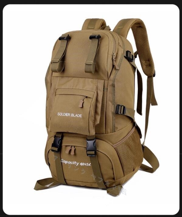 ☆新品リュック バックパック 55L 大容量 多機能 丈夫 頑丈 通学 登山 旅行 1泊 宿泊 撥水 カーキ拍卖