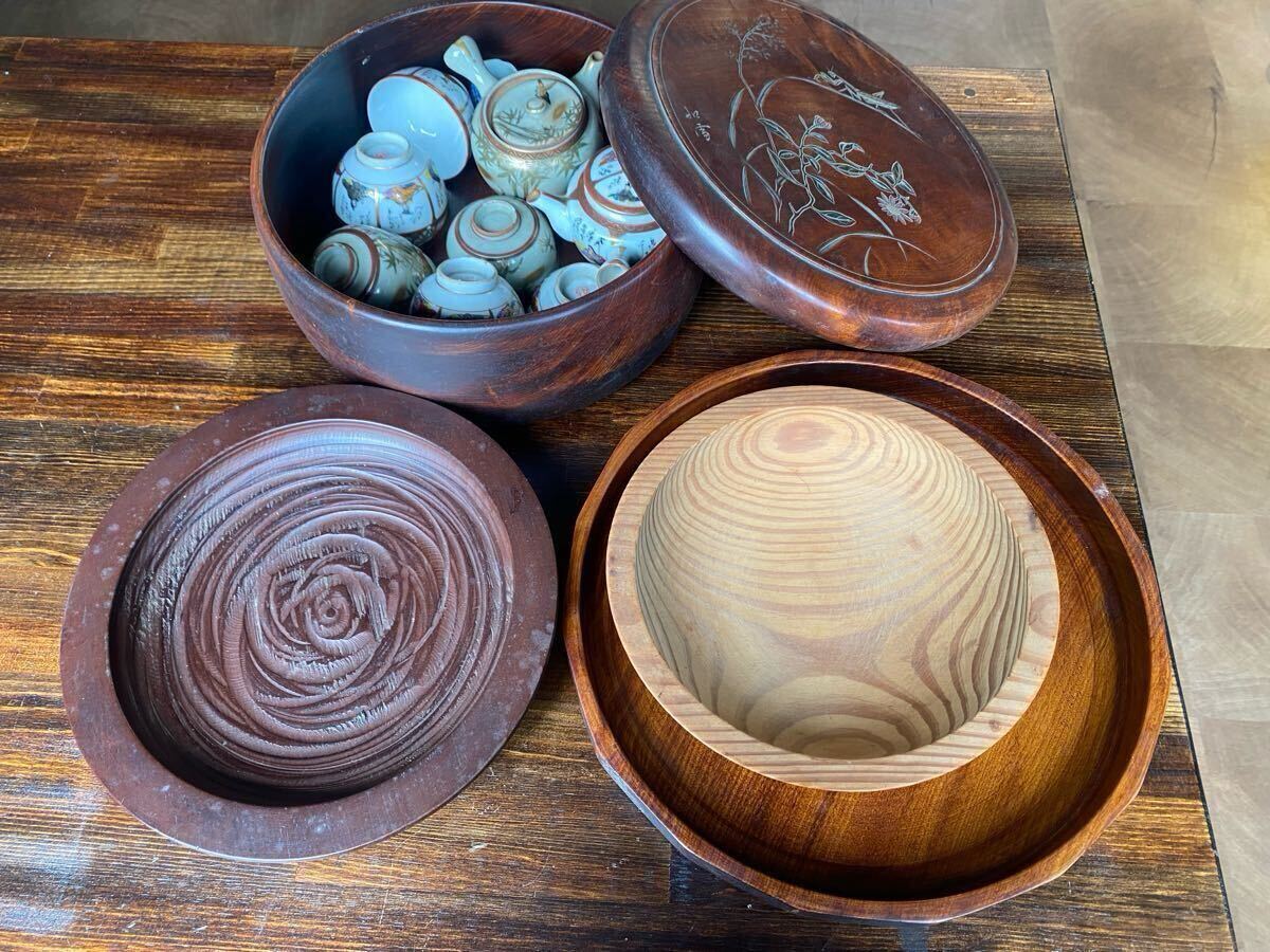 九谷焼 急須 湯呑茶器 骨董品 セット アンティーク 茶道 茶道具 丸盆 木製 茶器 菓子器 角盆 漆器 茶托拍卖
