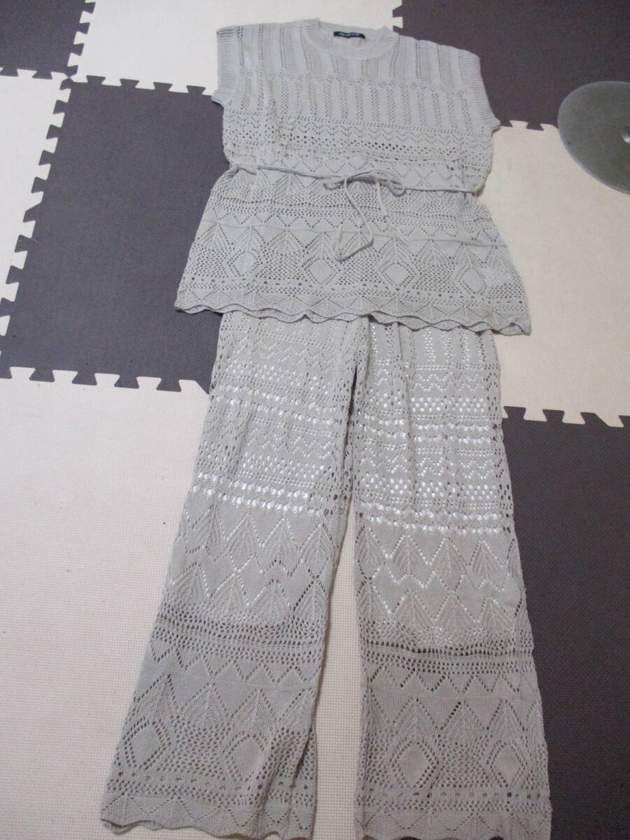 レーシーニットパンツ上下セットアップ L 未使用タグなし拍卖