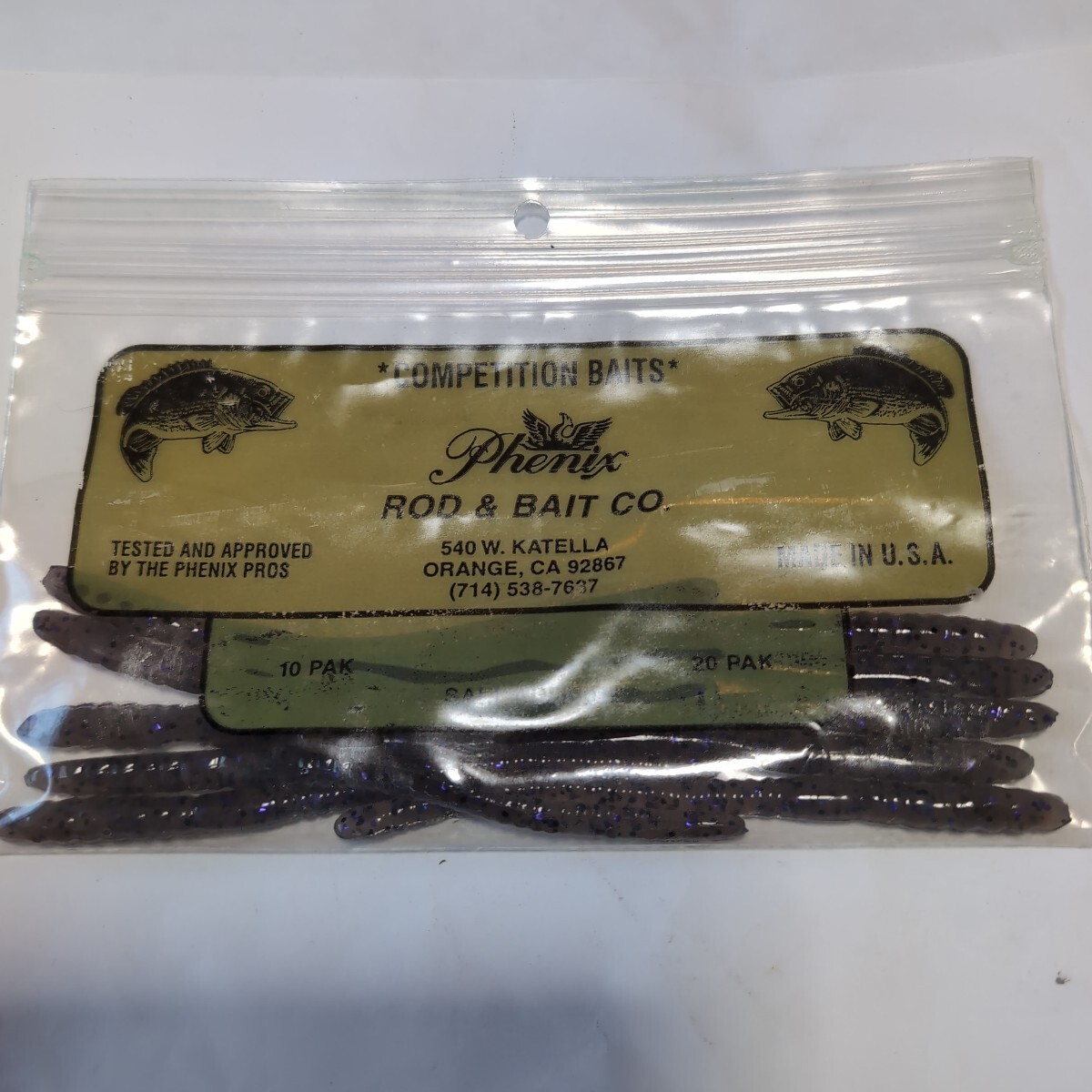 ●未使用品●フェニックス●ストレートワーム●4インチ、10本入、スモークパープルブラックラメ●3拍卖