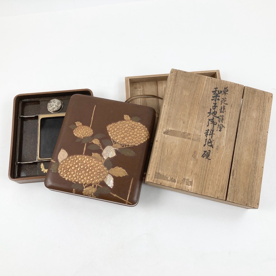1円〜 時代物 硯箱 草花蝶蒔絵 内梨地 青貝 螺鈿 古美術品 骨董品 共箱 共布 骨董・民芸品 y168-3731139【Y商品】拍卖