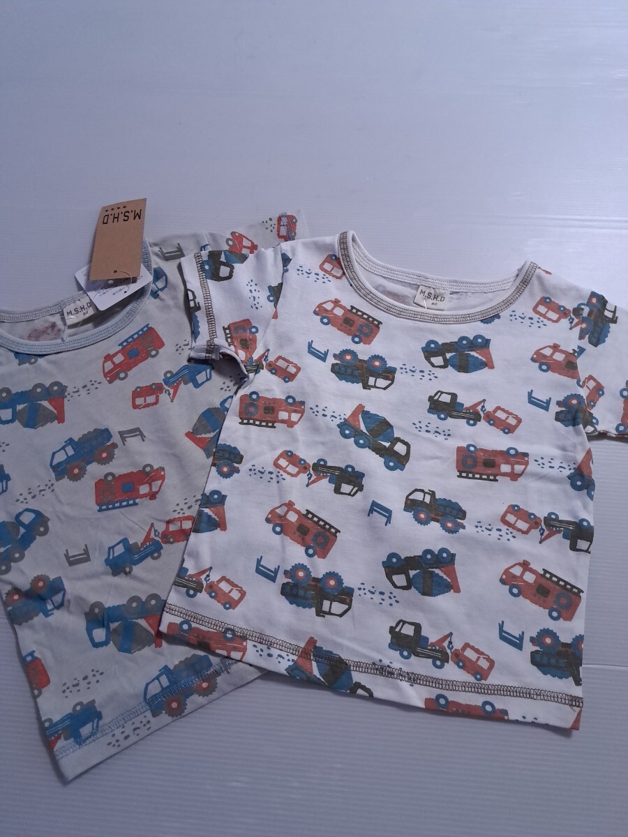 新品 未使用 キッズ ベビー 80 半袖 Tシャツ 2枚 まとめ 男の子 綿 トップス コットン 送料無料 即決 はたらくくるま 車 双子拍卖