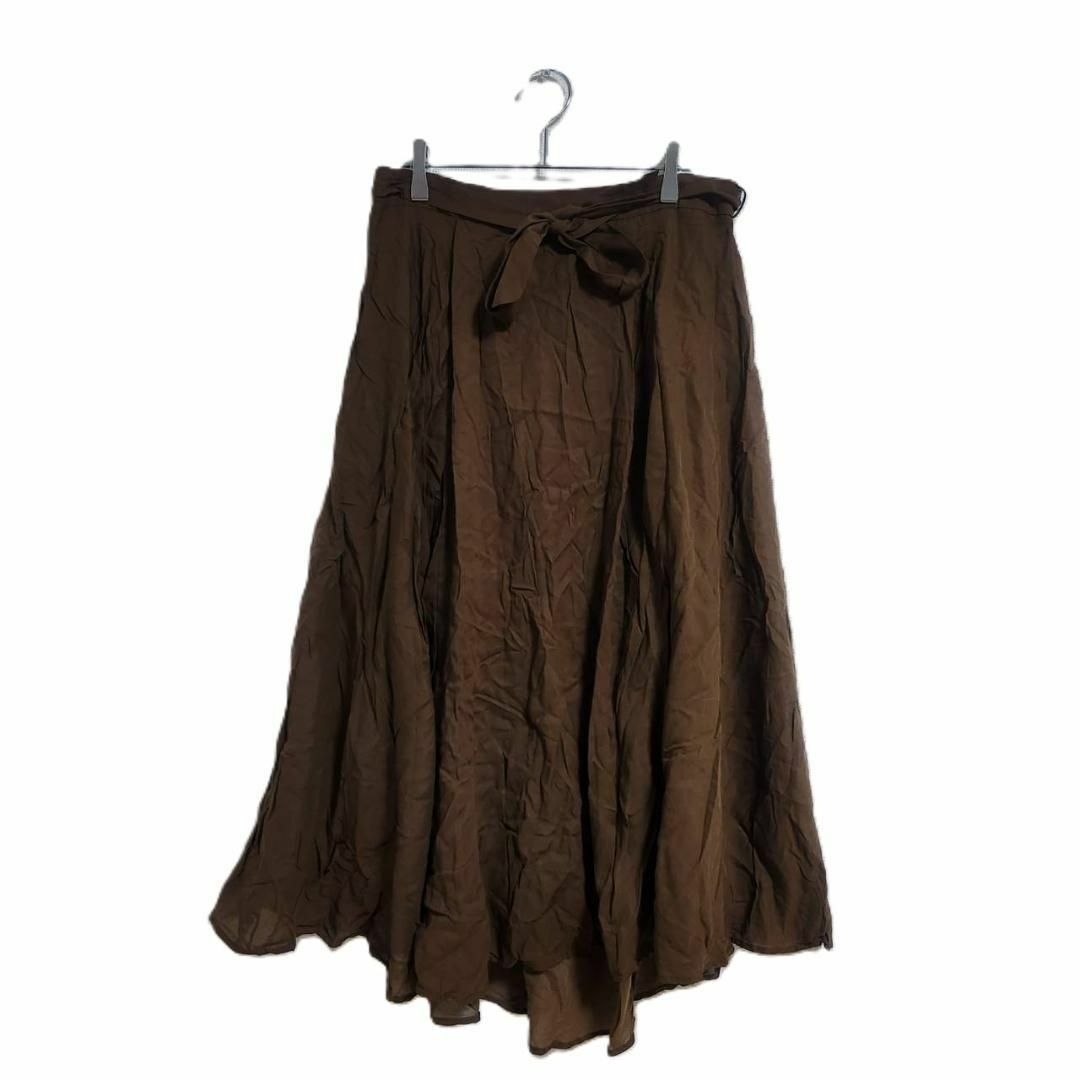 COMME CA ロングスカート 茶色 L ベルト付き フレアシルエット 上品拍卖