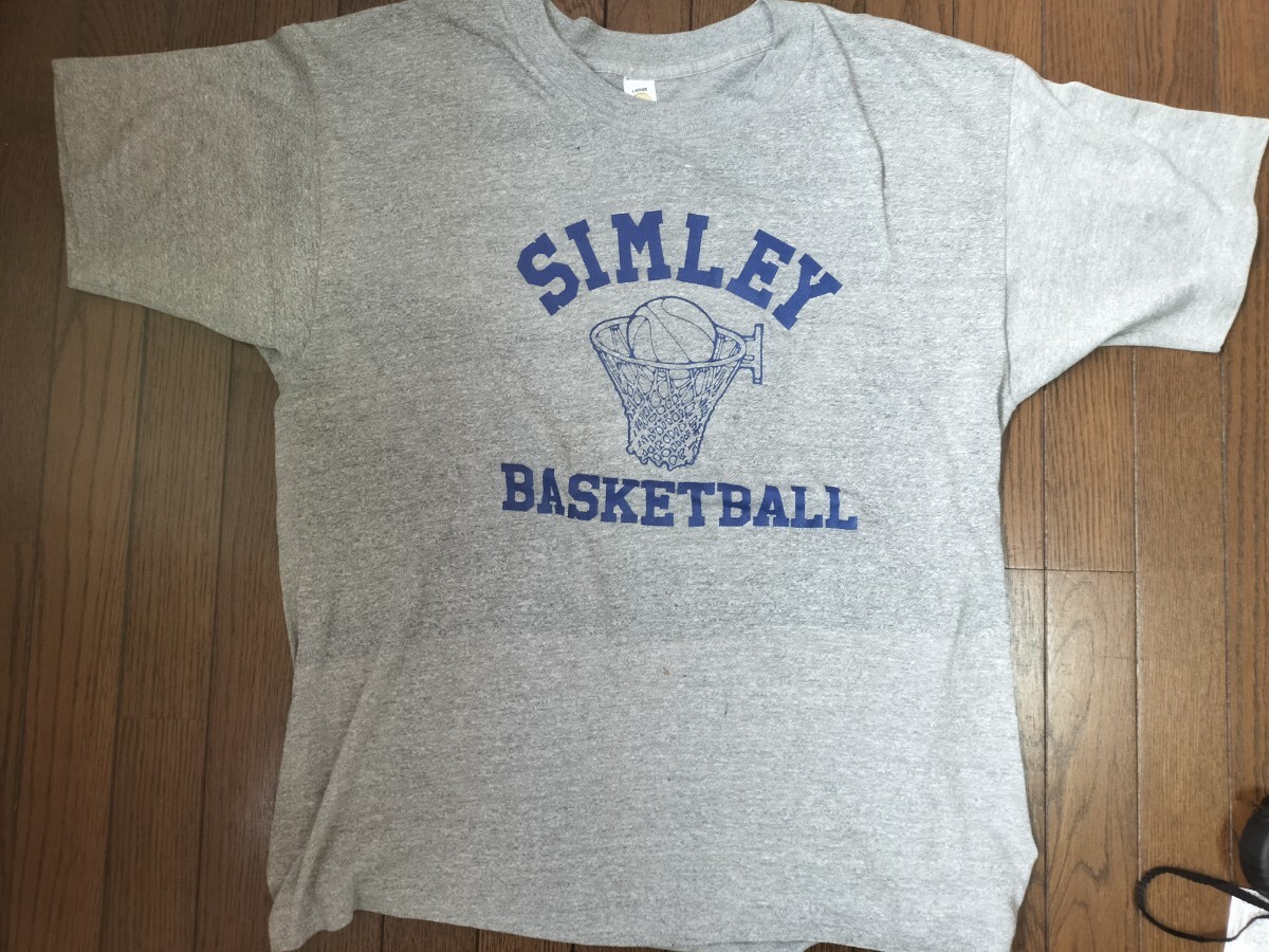 80s 90s ビンテージ Tシャツ シングルステッチ バスケット NBA 霜降り グレー USA拍卖