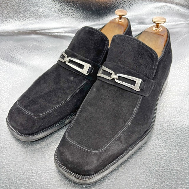 ★イタリア製モレスキー★ビッドローファー/7 1/2 26.0/カジュアルシューズ/ショートブーツ/ビジネスシューズ/スエード/黒拍卖