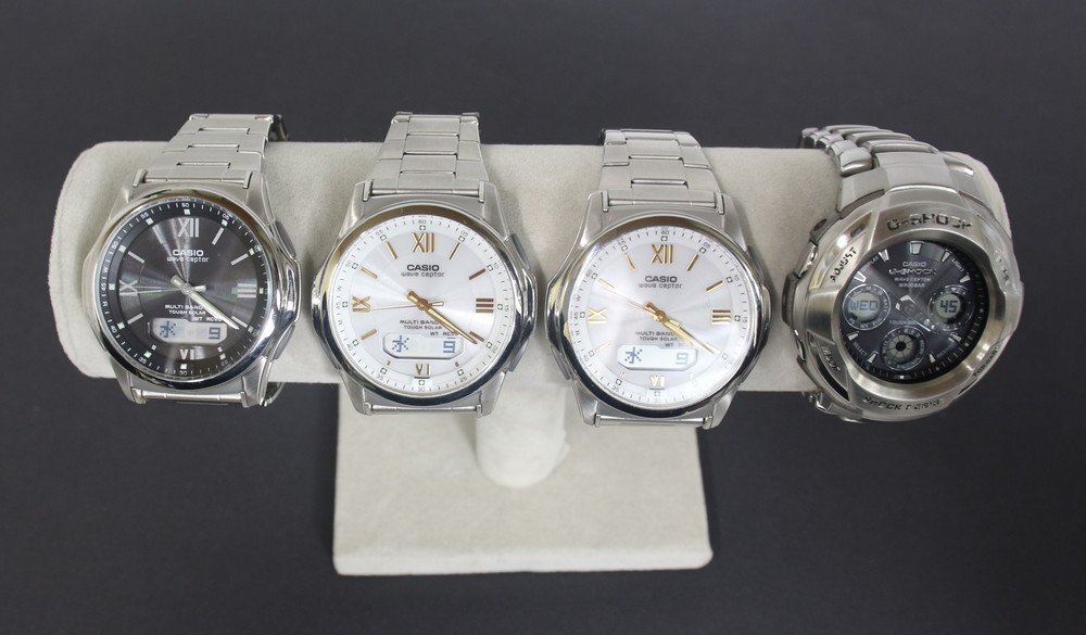 【5P1243】1円スタート CASIO カシオ 腕時計 4点まとめ 稼働品 wave ceptor ウェーブセプター シルバー ウォッチ コレクション 現状品拍卖
