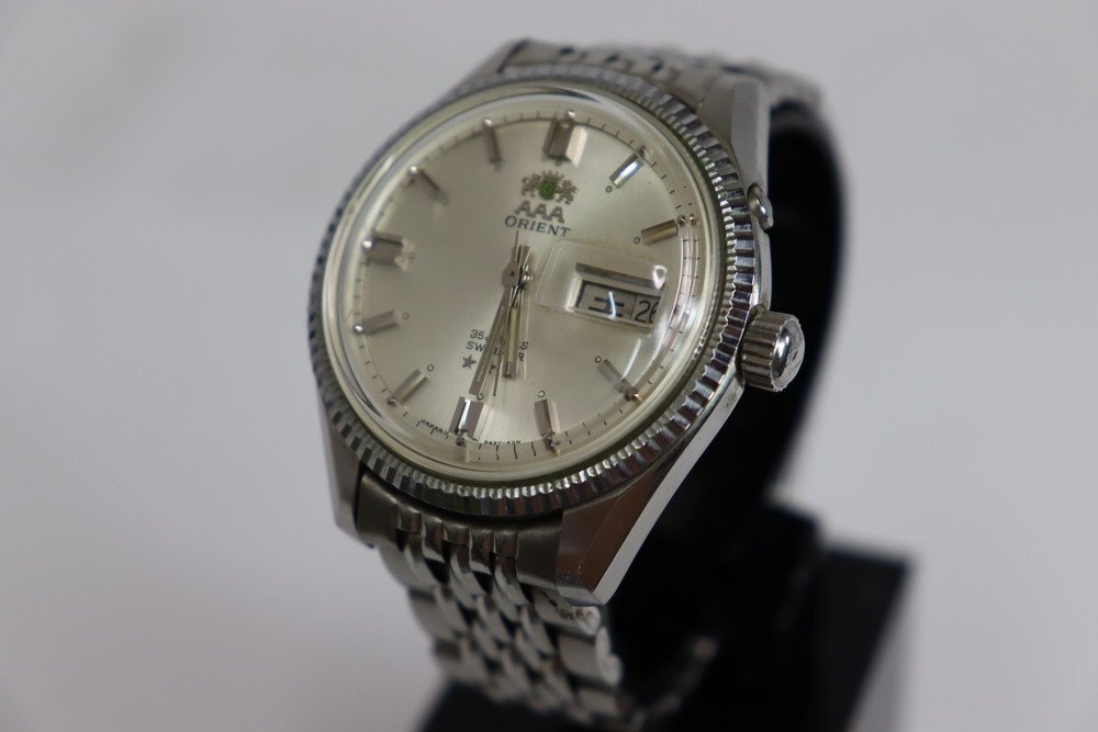 【5P1428】1円スタート AAA ORIENT オリエント F-104927A 腕時計 稼働品 自動巻き 35石 デイデイト シルバー ウォッチ 服飾小物 現状品拍卖