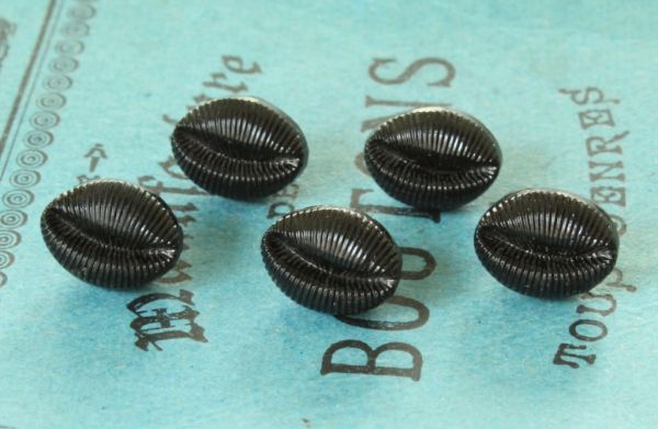 即決 ガラスボタン 5個 10x7mm ブラック 黒ガラス コーヒー豆 フランス輸入拍卖