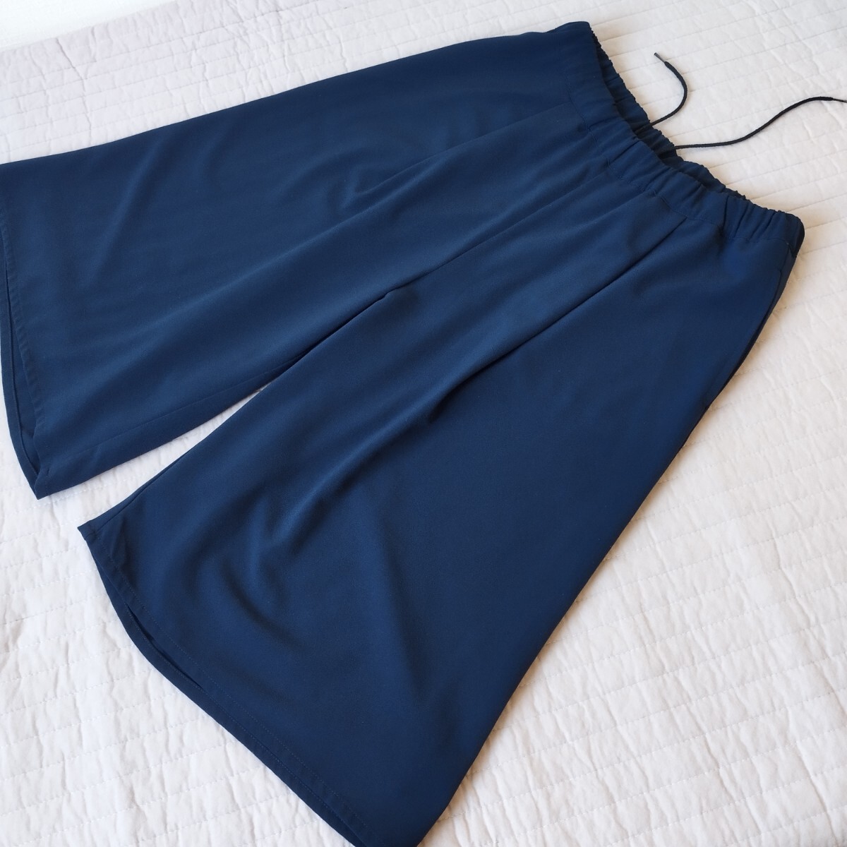 apart by lowrys ローリーズファーム ワイドパンツ M 手洗い ウエストゴム 前紐 ポケット 裏地 ネイビー 匿名 送料無料拍卖