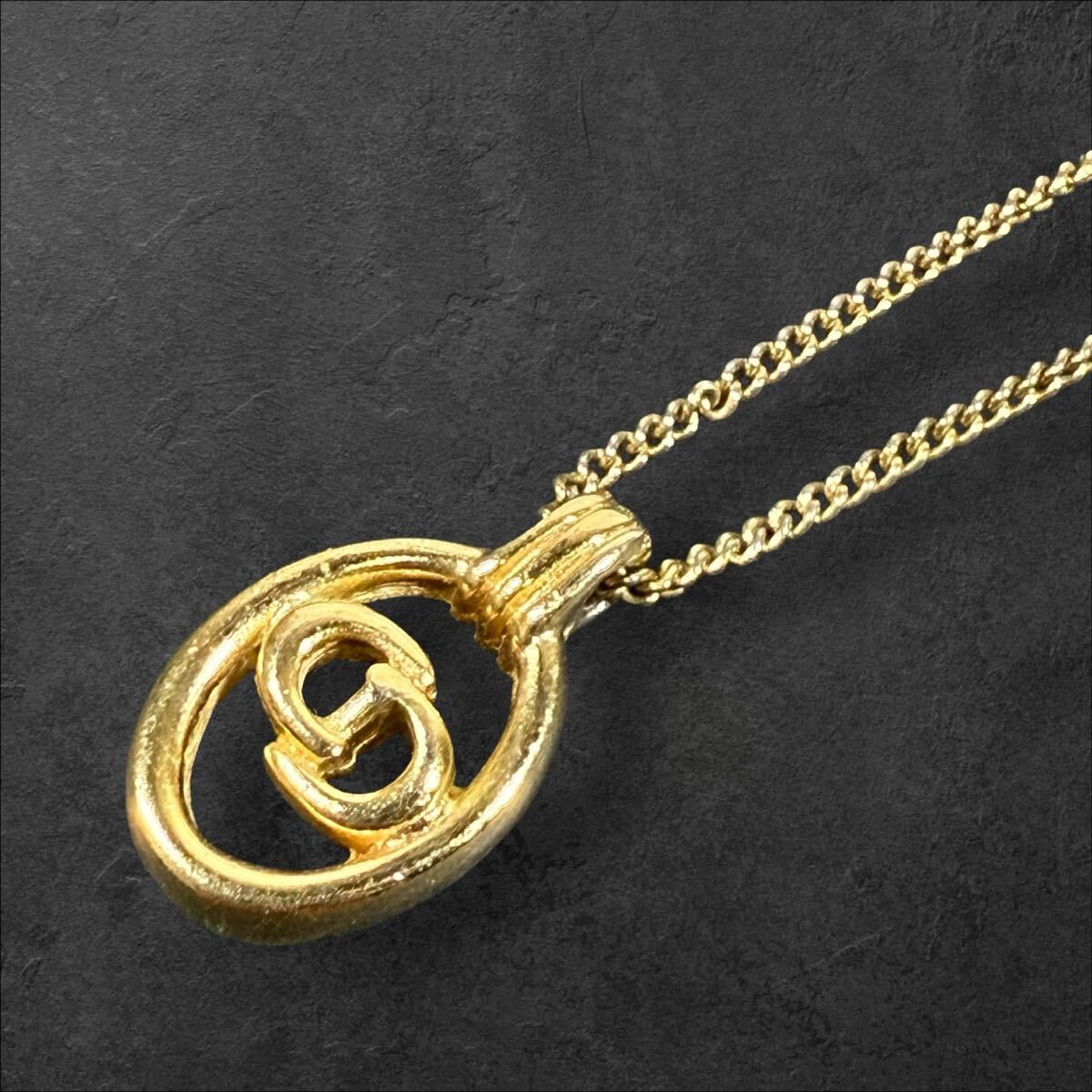 【ディオール】基準内 Christian Dior ネックレス CDロゴ 全長44cm トップ幅1.1cm アクセサリー ゴールド色系 金属素材 女性用 レディース拍卖