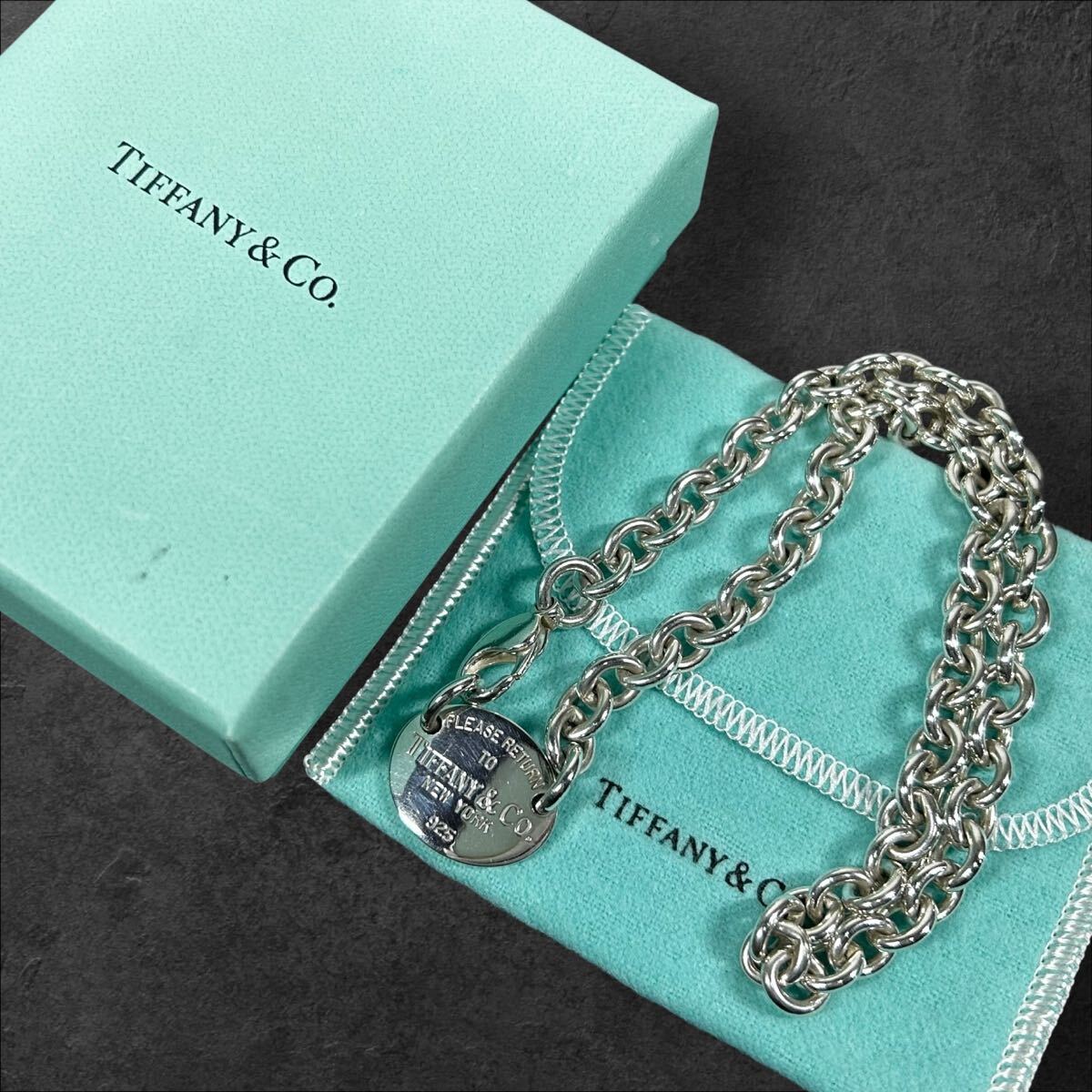 【ティファニー】基準内 TIFFANY&Co. ネックレス リターントゥ オーバルタグ チャンキーチェーン シルバー925 チョーカー レディース 箱付拍卖