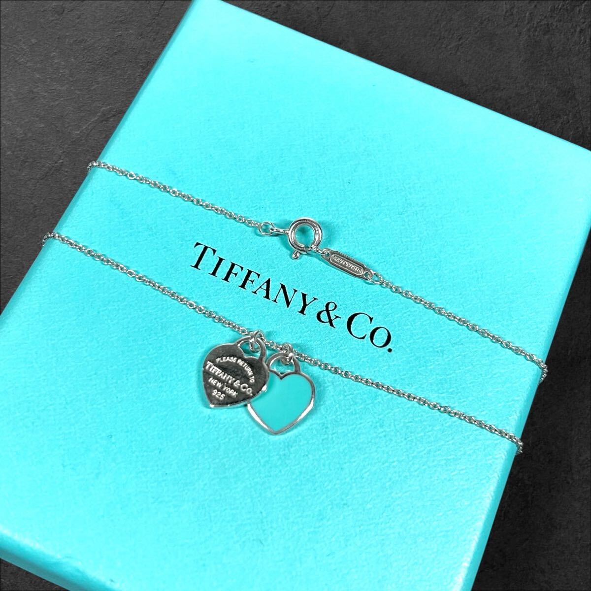 【ティファニー】基準内 TIFFANY&Co. ネックレス リターントゥハート ダブル ハートタグ シルバー925 全長40cm 幅1cm 女性用 レディース 2拍卖