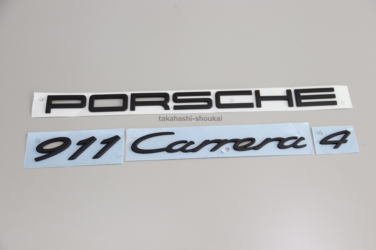 ポルシェ純正部品 リアエンブレム ’PORSCHE 911 Carrera 4’ マットブラック (艶消し黒) 991型 ポルシェ911 カレラ4拍卖
