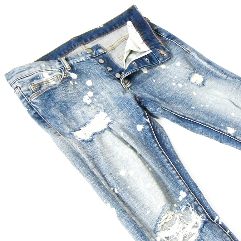 mnmlミニマル▼ストレッチ裾ジップクラッシュデニム▼ビッグサイズ▼31インチ▼ウエスト約88cm拍卖