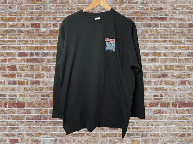 黒 XLサイズ アイヌ文様 モレウ柄 長袖Tシャツ コットン100% 立体プリント 拍卖