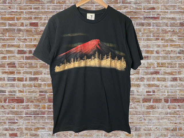 訳あり 黒 Mサイズ 富士山 むかしむかし 半袖Tシャツ 日本製 綿100% 京手描友禅拍卖