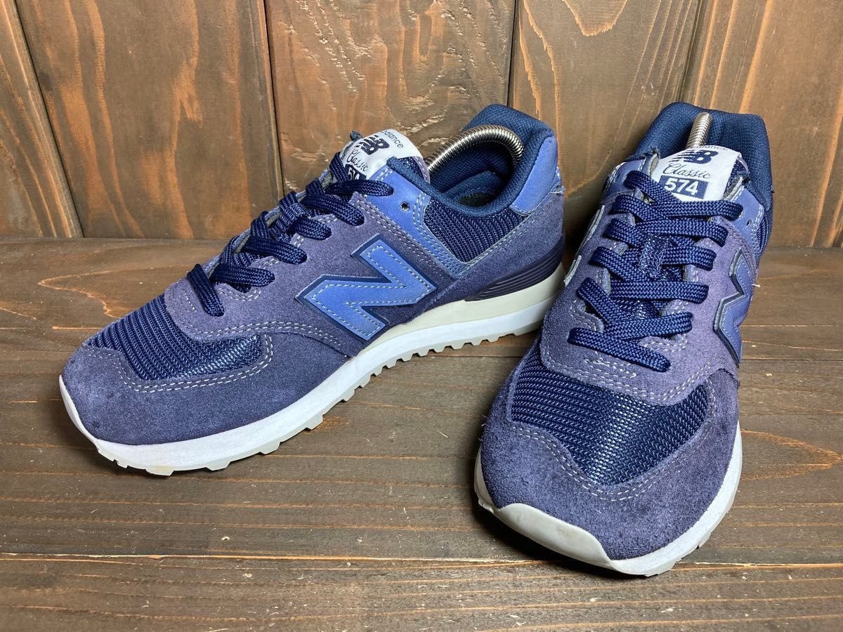 ★new balance ニューバランス classic ML 574 ETB 紺×青 7.5インチ 25.5cm 美品 Used 検 ネイビー 996 1300 1400 クラシック スニーカ拍卖