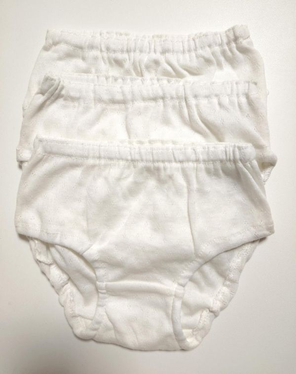 新品 未使用 ベビー ショーツ 綿100% 3枚セット 80-90cm メッシュ 女の子 子供 下着 白 ホワイト拍卖