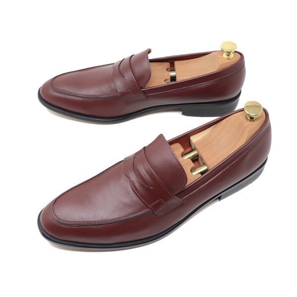 27.5cm メンズ ハンドメイド 本革 ローファー スリッポン カジュアル ビジネスシューズ マッケイ製法 靴 紳士靴 ブラウン 3006拍卖