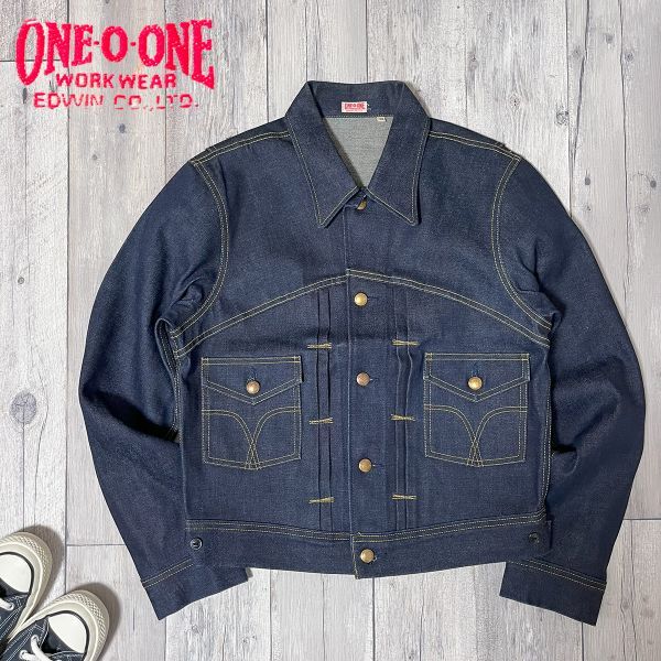 DEAD STOCK 未使用☆EDWIN ONE-O-ONE エドウィン 101 インディゴ デニム ジャケット size【38】 リジット デニム Gジャン S2412拍卖