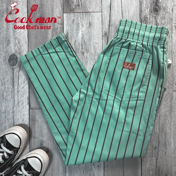 美品☆Cookman クックマン☆ミント チョコレート ストライプ シェフパンツ イージーパンツ size【S】 S2468拍卖