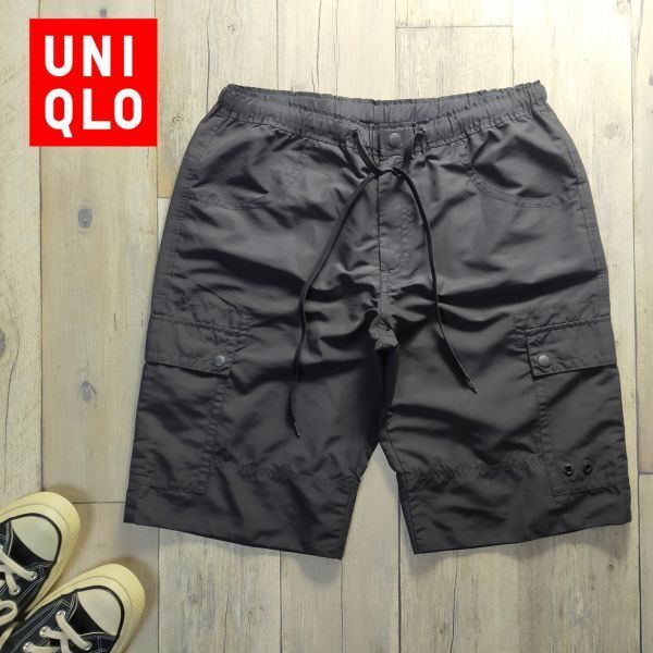 ☆UNIQLO ユニクロ☆レディース ナイロン カーゴハーフパンツ ショートパンツ 黒 Size(L) S1901拍卖