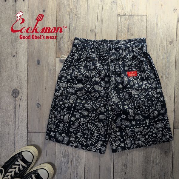 ☆Cook man クックマン☆ペイズリー バンダナ柄 シェフパンツ ハーフパンツ size【S】 S2480拍卖
