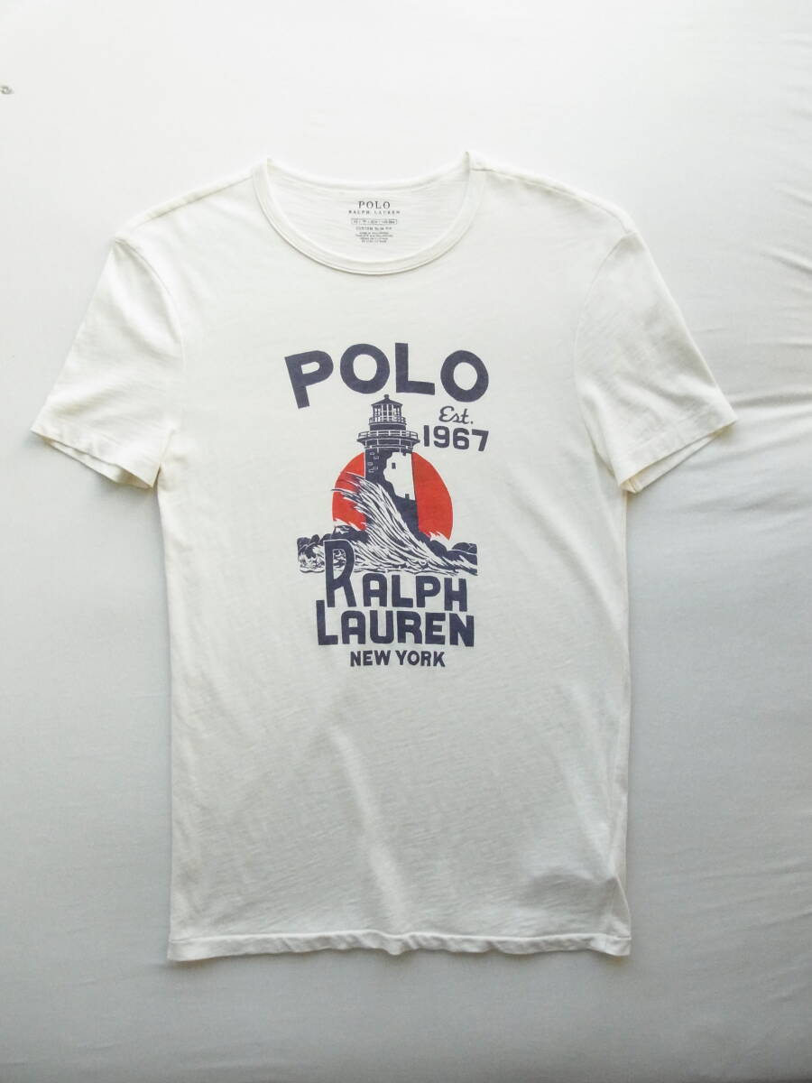 RALPH LAUREN ラルフローレン プリントTシャツ サイズ XS オフホワイトベース拍卖