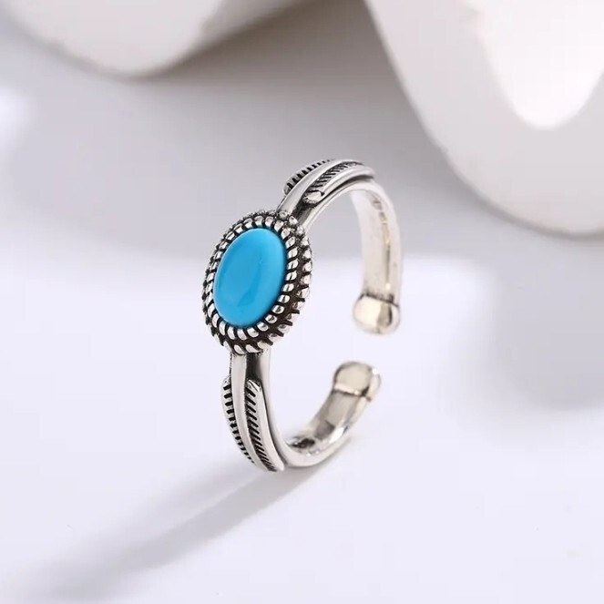 X608 リング レディース 指輪 k18 ターコイズ トルコ石 シルバー ハワイアンジュエリー 人気 S925 プレゼント拍卖