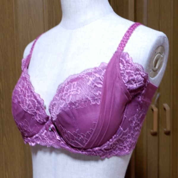 美姿勢 C90 脇高背中すっきり リフトUP ビジュー付レース ブラジャー ローズ 大きいサイズ拍卖
