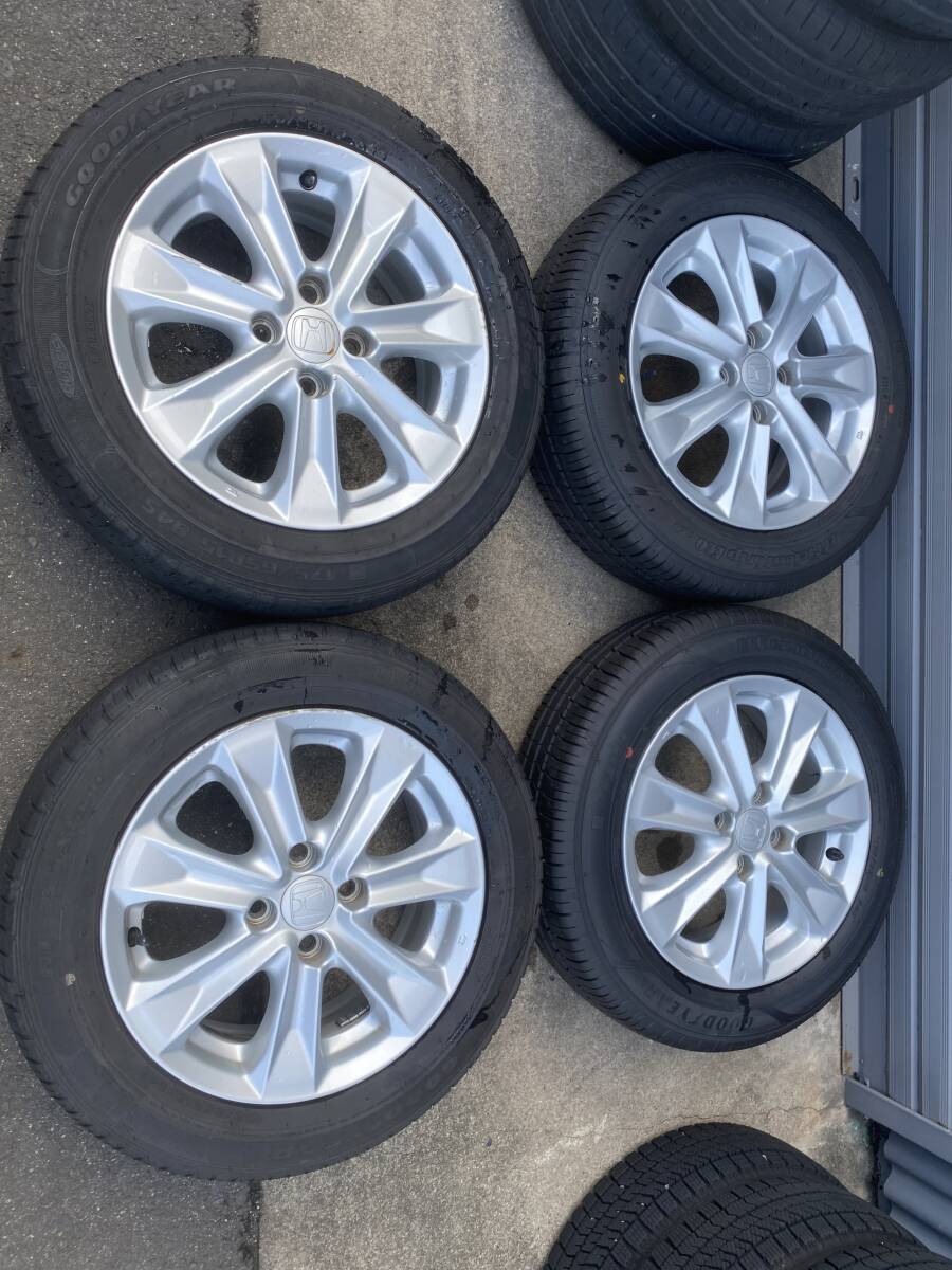 ◆AS718-1K◆ENKEI◆ホンダ純正◆フィット◆15×5.5J+45◆4H100◆GOODYEAR◆175/65R15◆4本セット◆中古品◆拍卖