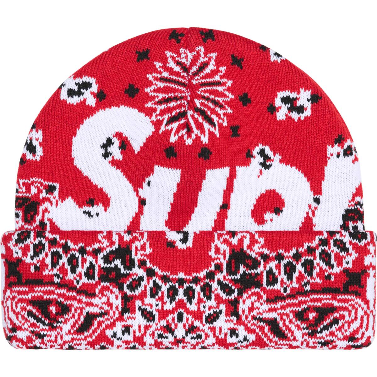 Supreme Big Logo Beanieシュプリーム ビッグ ロゴ ビーニー ニットキャップRed Bandana赤バンダナ 新品 送料込 box new era nike af1 gdeh拍卖