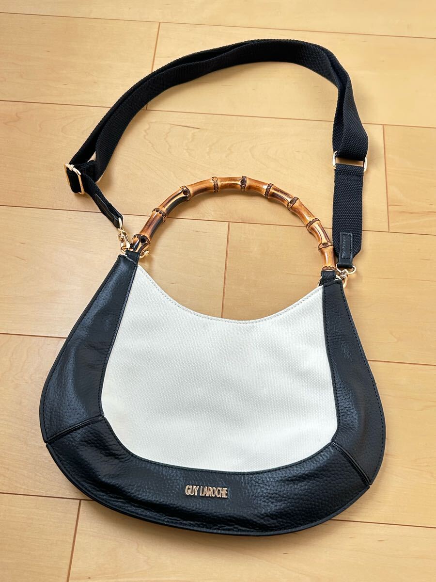 Guy Laroche ギ・ラロッシュ バンブー 2WAY ショルダー ハンドバッグ ショルダーバッグ レザー バンブー バッグ ブラック黒拍卖