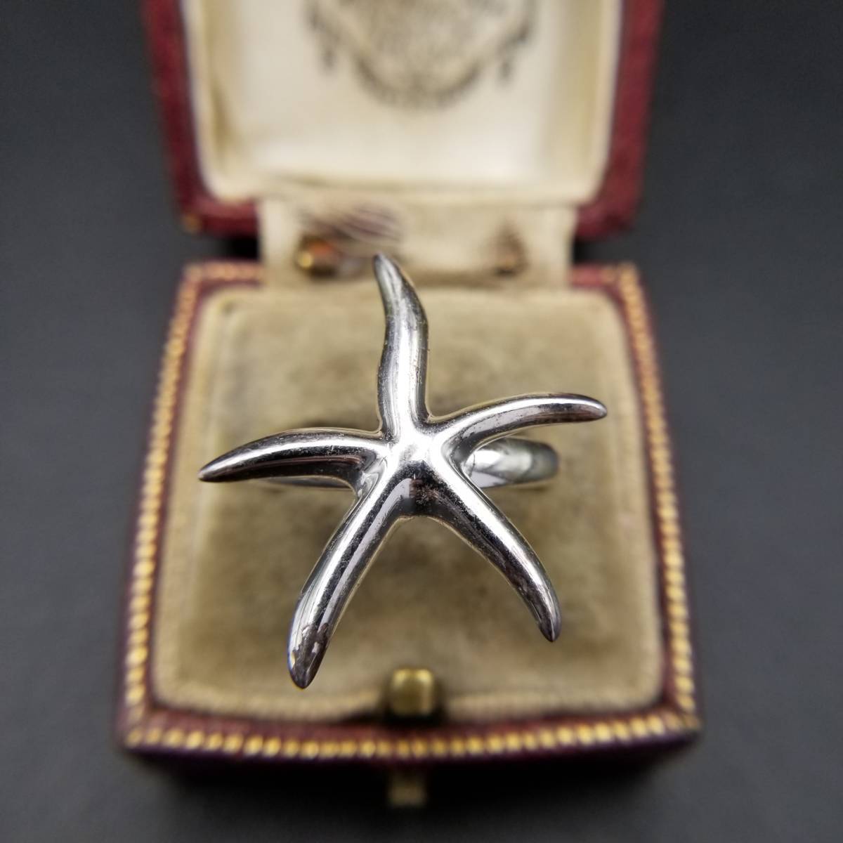 ヒトデ 海 モチーフ 大ぶり 存在感 ヴィンテージ シルバーメッキ リング 指輪 ジュエリー 輸入 Y11-F拍卖