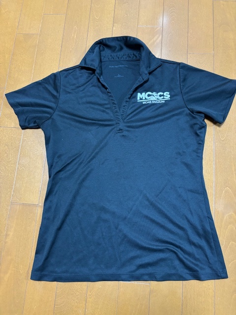 MCAS IWAKUNI 軍放出 刺繍入り ヒートテック風ポロシャツ (レディース Sサイズ) 黒色拍卖