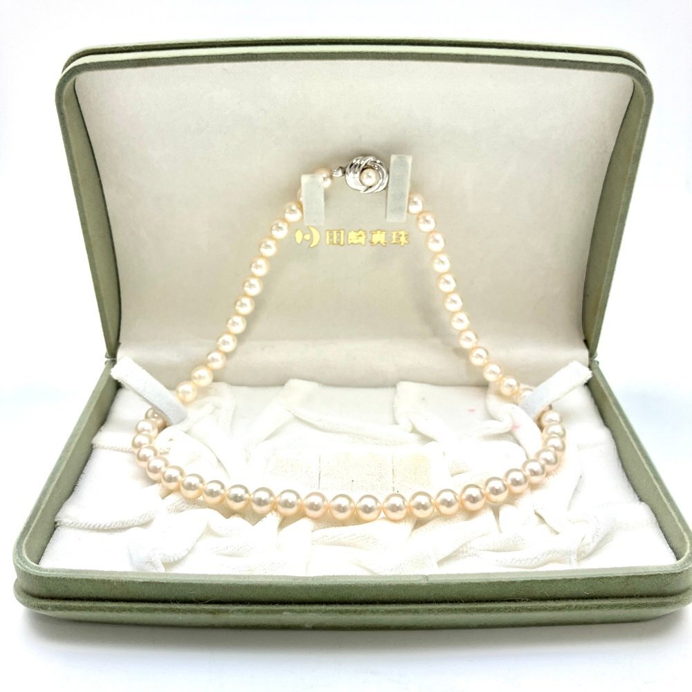 A)田崎真珠 真珠ネックレス パールネックレス 全長約44cm 総重量38.2g 真珠サイズ7.5mm~8mm 中古品 USED レディースアクセサリー拍卖