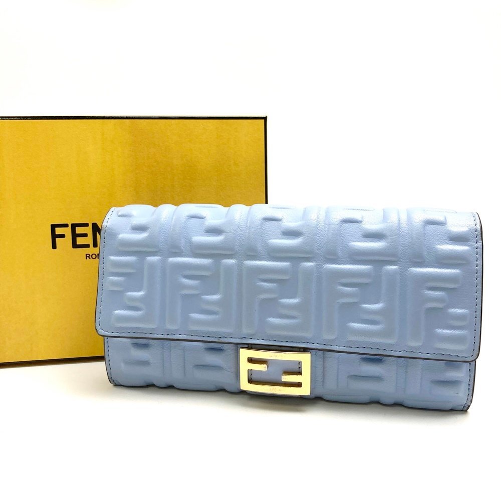 rm) FENDI フェンディ ズッカ柄 バケット コンチネンタル ウォレット 8M0251 2つ折り 長財布 パステルパープル 紫系色 ※中古 箱付拍卖