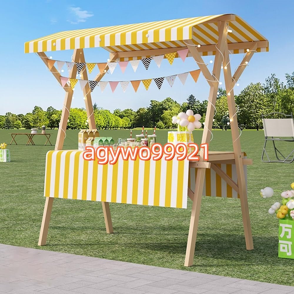 屋台ブース 折りたたみ式 仮設屋台セット 木製 移動販売ブース 150×奥行60×高さ190 cm 簡単組み立て 軽量 収納便利 多機能(黄色 150cm)拍卖