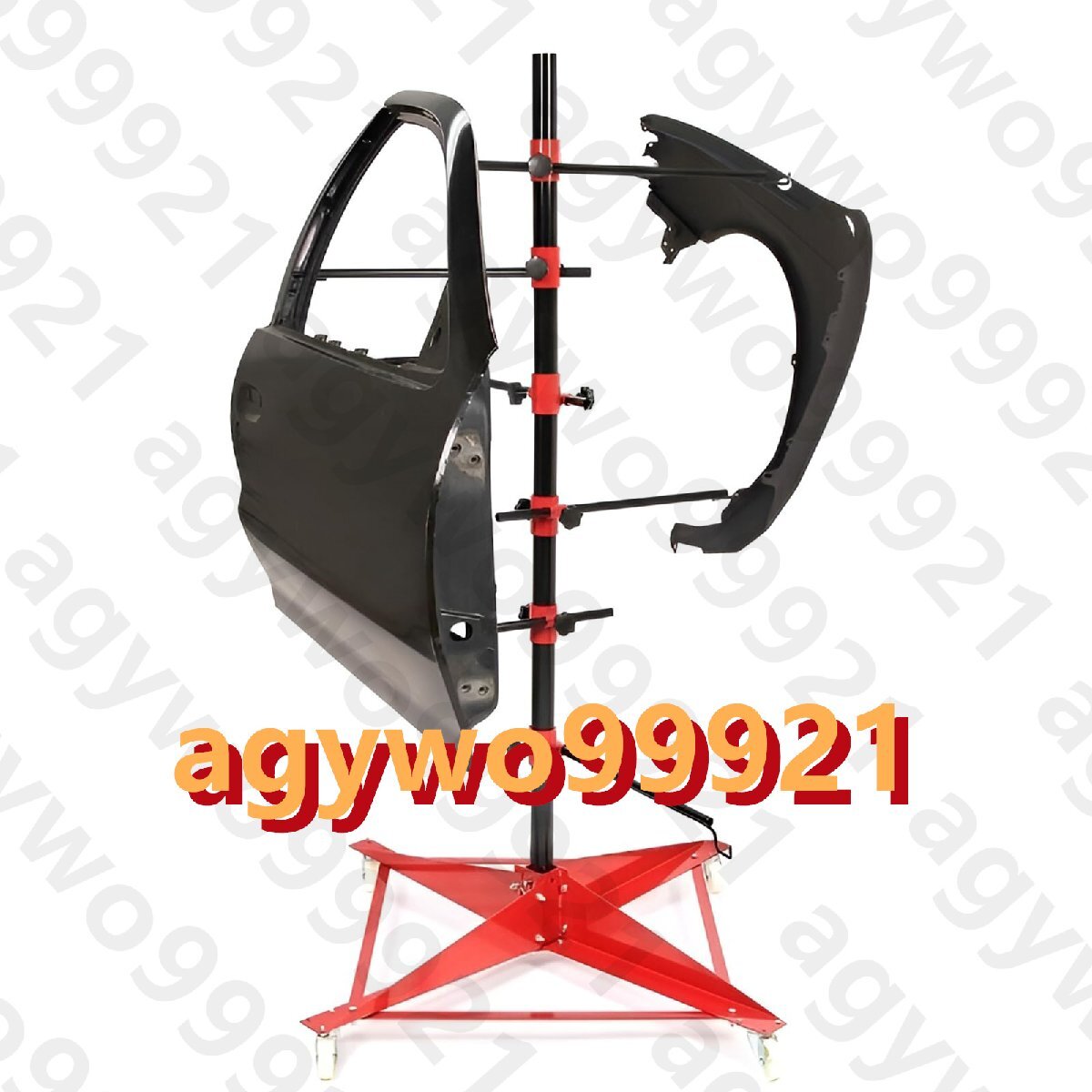 調整可能なセンターポスト付きオートパネルツリーペイントスタンドホルダー、6つの調整可能なフック/4つのホイール付きの頑丈な車拍卖