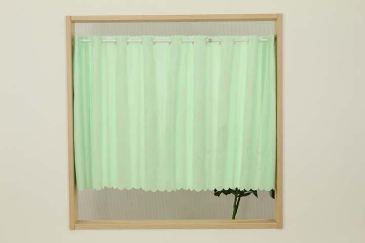 カフェカーテン幅140x丈72cm ブロニュー72 グリーン GR-naru-16267拍卖