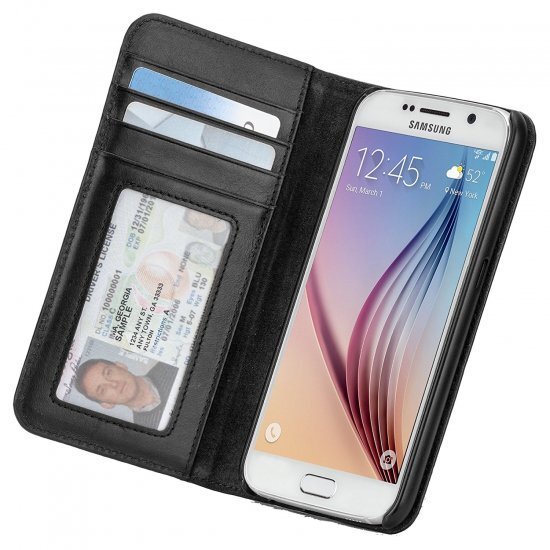 即決・送料込)【ハンドクラフト・本革レザー手帳型ケース】Case-Mate Galaxy S6 docomo SC-05G Wallet Folio Black拍卖